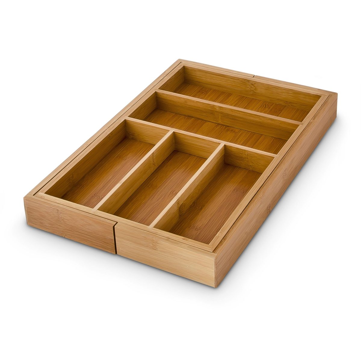 Suport organizare tacamuri pentru sertar bucatarie, Extensibil, 5/7 compartimente, Bambus - imagine 5