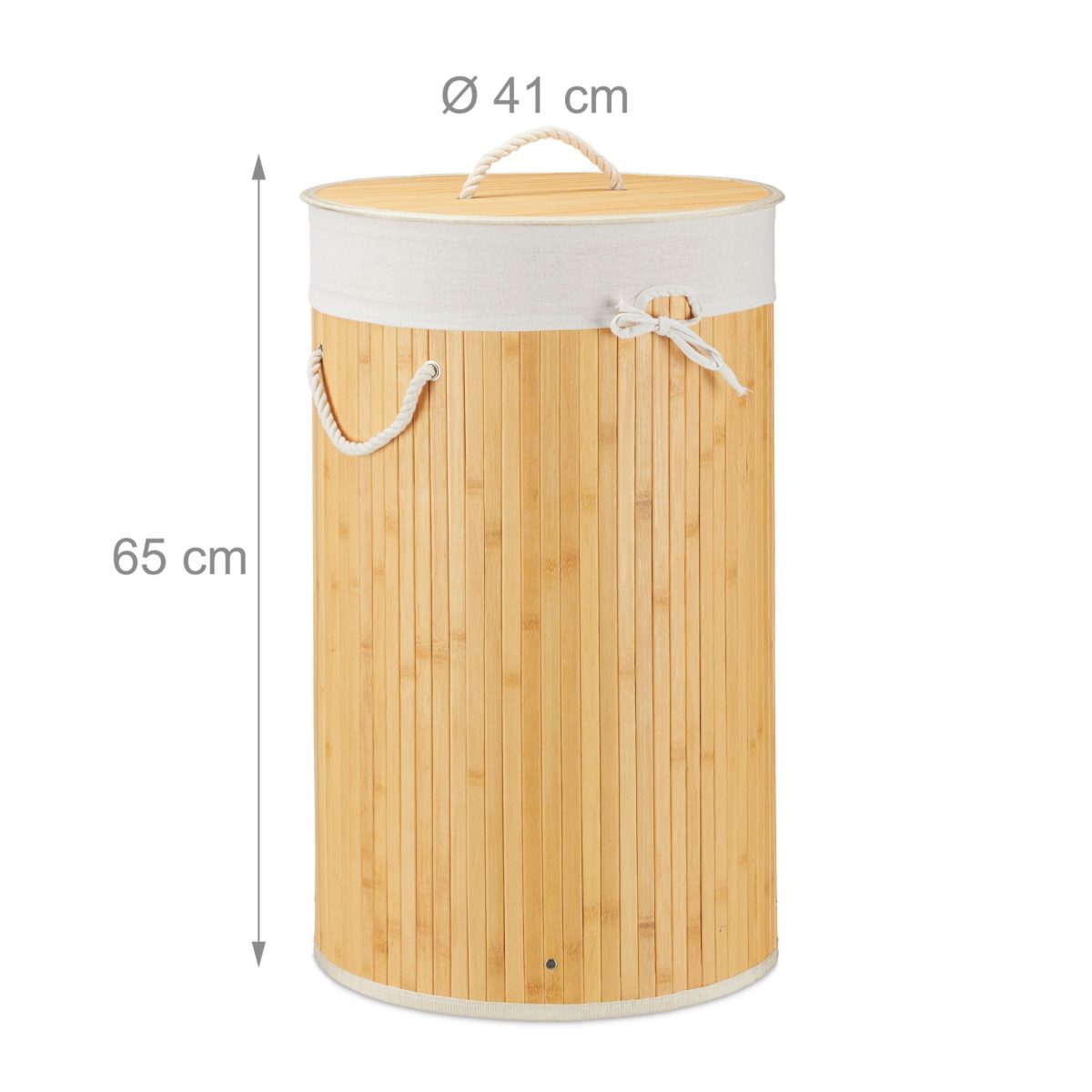 Cos de rufe rotund din bambus, RelaxDays, natur, 70 l, 65 x 41 cm - imagine 3