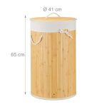Cos de rufe rotund din bambus, RelaxDays, natur, 70 l, 65 x 41 cm - imagine 3