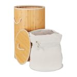 Cos de rufe rotund din bambus, RelaxDays, natur, 70 l, 65 x 41 cm - imagine 4