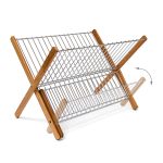 Scurgator vase Relaxdays, din bambus si metal, cu 2 nivele, 27x38x29cm - imagine 3