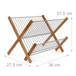 Scurgator vase Relaxdays, din bambus si metal, cu 2 nivele, 27x38x29cm - imagine 4
