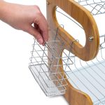Scurgator vase din bambus si metal, pe 2 nivele, cu suport pentru tacamuri si suport pentru pahare, Relaxdays, 35 x 51 x 26.5 cm - imagine 5