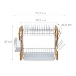 Scurgator vase din bambus si metal, pe 2 nivele, cu suport pentru tacamuri si suport pentru pahare, Relaxdays, 35 x 51 x 26.5 cm - imagine 4