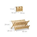 Scurgator vase Relaxdays, din bambus, 2 niveluri, cu suport de tacamuri, 24 x 46 x 28 cm - imagine 4