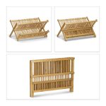Scurgator vase Relaxdays, din bambus, 2 niveluri, cu suport de tacamuri, 24 x 46 x 28 cm - imagine 6