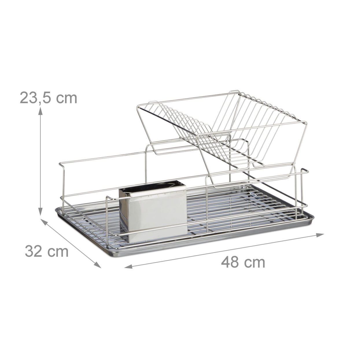 Scurgator vase Relaxdays, din metal, 2 niveluri, cu suport de tacamuri, 23.5 x 48 x 32 cm - imagine 4