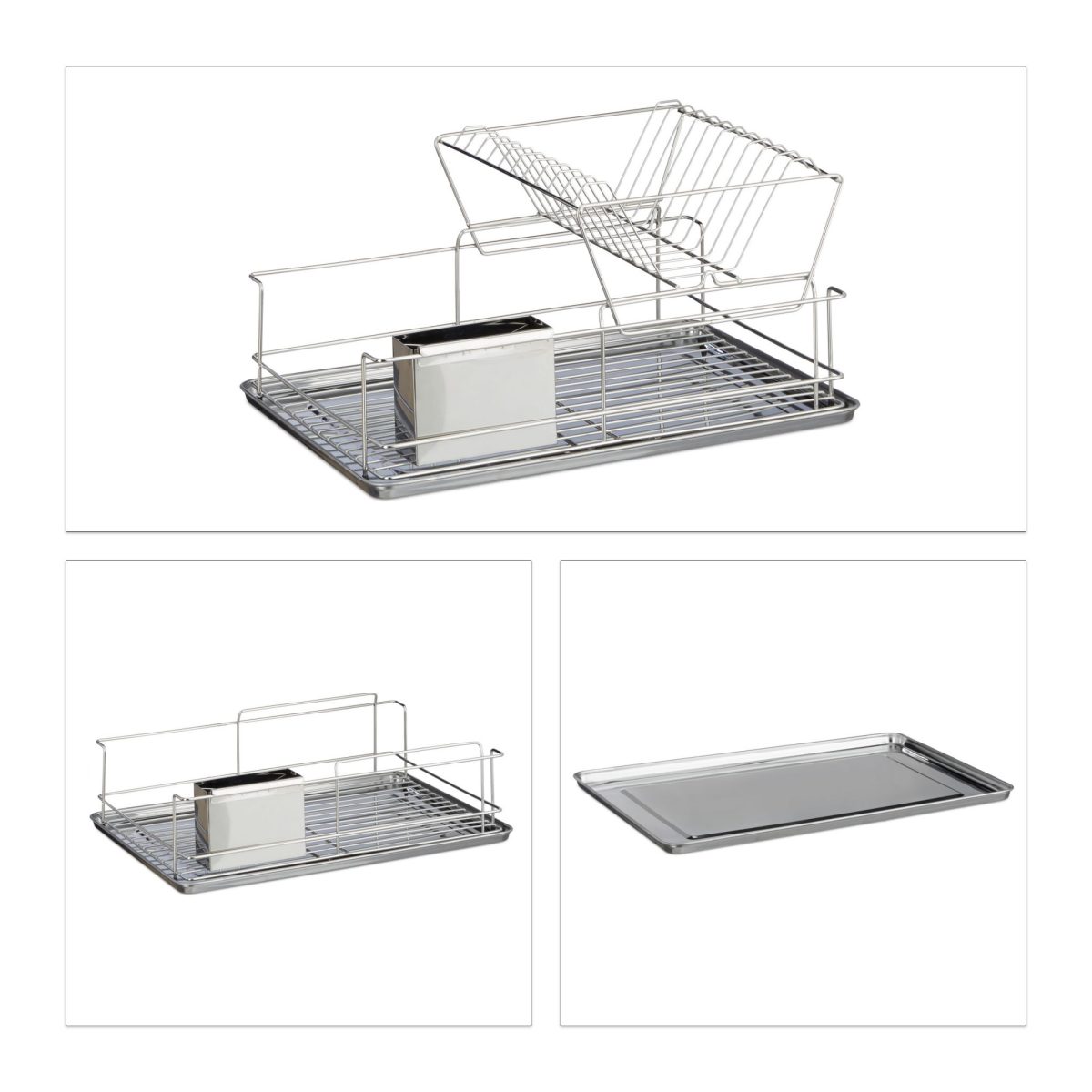 Scurgator vase Relaxdays, din metal, 2 niveluri, cu suport de tacamuri, 23.5 x 48 x 32 cm - imagine 6