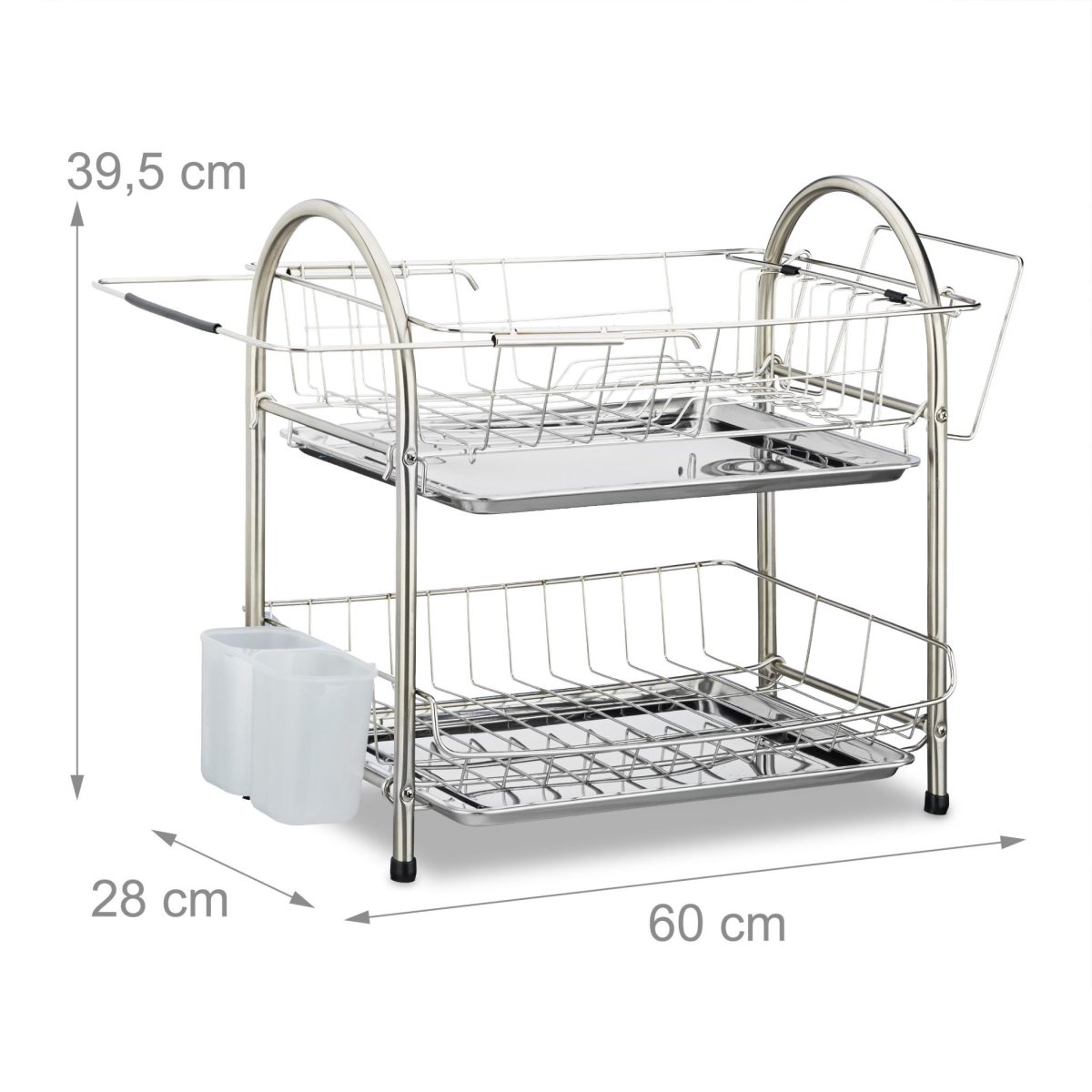 Scurgator vase Relaxdays, din metal, 2 niveluri, cu suport de tacamuri, 39.5 x 60 x 28 cm - imagine 4