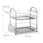 Scurgator vase Relaxdays, din metal, 2 niveluri, cu suport de tacamuri, 39.5 x 60 x 28 cm - imagine 4