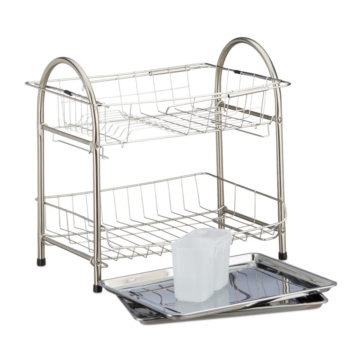 Scurgator vase Relaxdays, din metal, 2 niveluri, cu suport de tacamuri, 39.5 x 60 x 28 cm - imagine 6