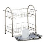 Scurgator vase Relaxdays, din metal, 2 niveluri, cu suport de tacamuri, 39.5 x 60 x 28 cm - imagine 6