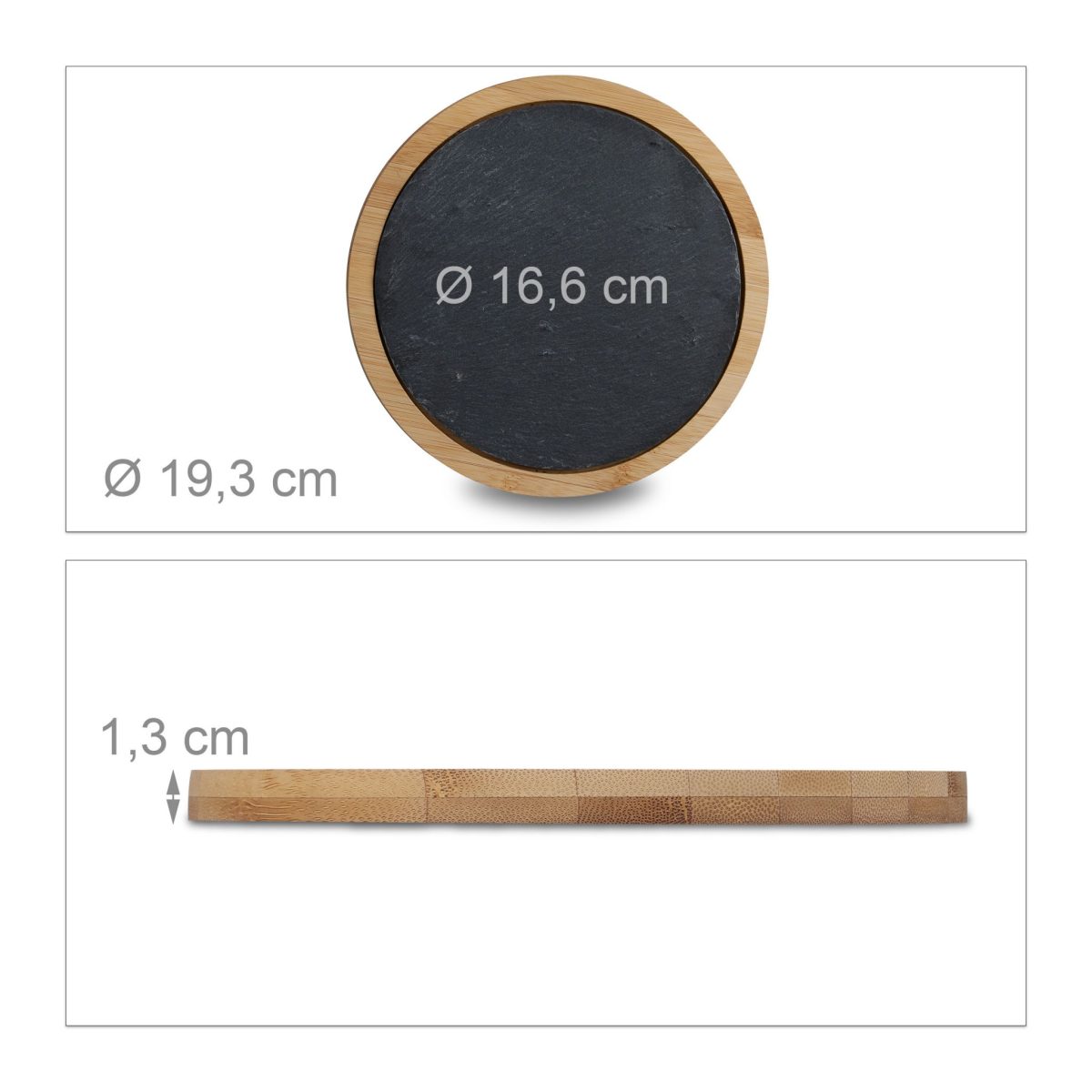 Tocator de bucatarie Relaxdays, din bambus, 1.3 x 19.3 x 19.3 cm - imagine 2
