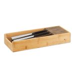 Suport cutite din bambus Relaxdays, cu suport pentru tacamuri, 6.5 x 38 x 30 cm