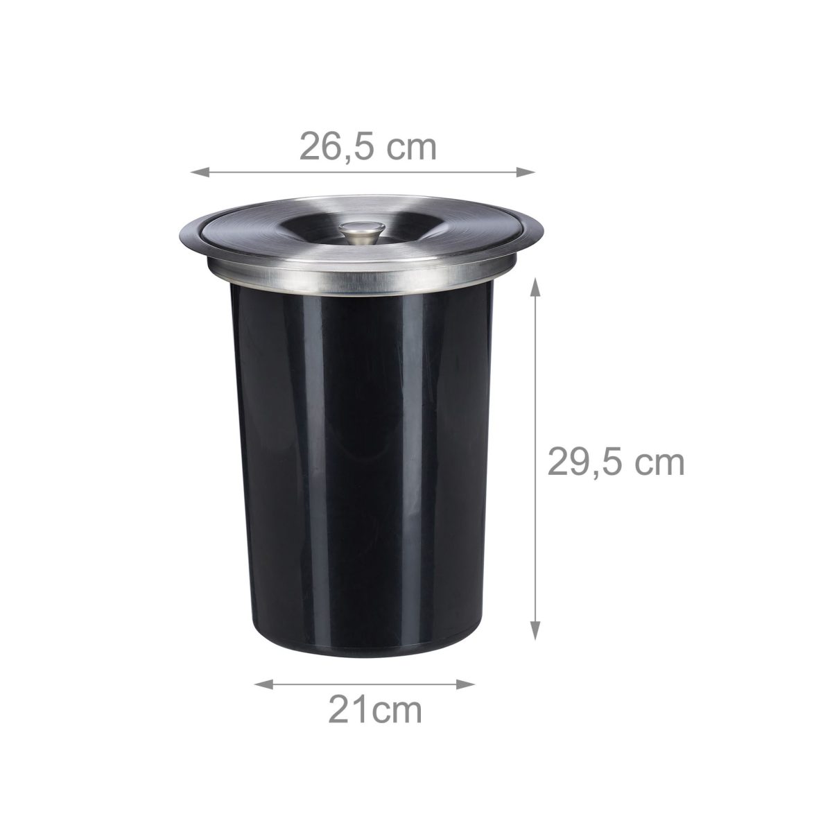 Cos incorporabil pentru blatul de lucru, 8 l, capac inox, negru, Relaxdays - imagine 2