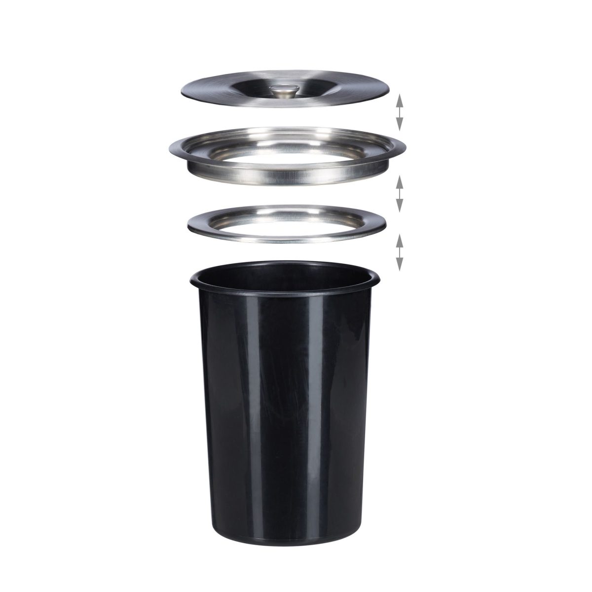 Cos incorporabil pentru blatul de lucru, 8 l, capac inox, negru, Relaxdays - imagine 3