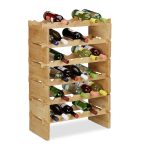 Suport sticle vin Relaxdays, natur, din bambus, 6 nivele, pentru 36 sticle, 80 x 60 x 28.5 cm