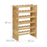 Suport sticle vin Relaxdays, natur, din bambus, 6 nivele, pentru 36 sticle, 80 x 60 x 28.5 cm - imagine 5
