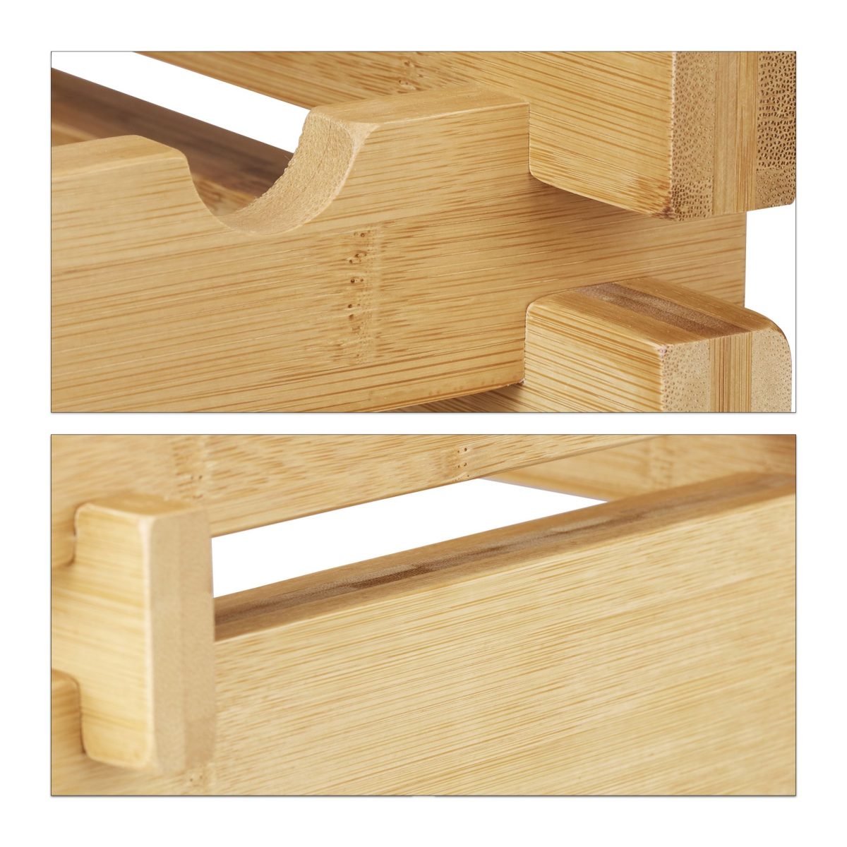 Suport sticle vin Relaxdays, natur, din bambus, 6 nivele, pentru 36 sticle, 80 x 60 x 28.5 cm - imagine 7