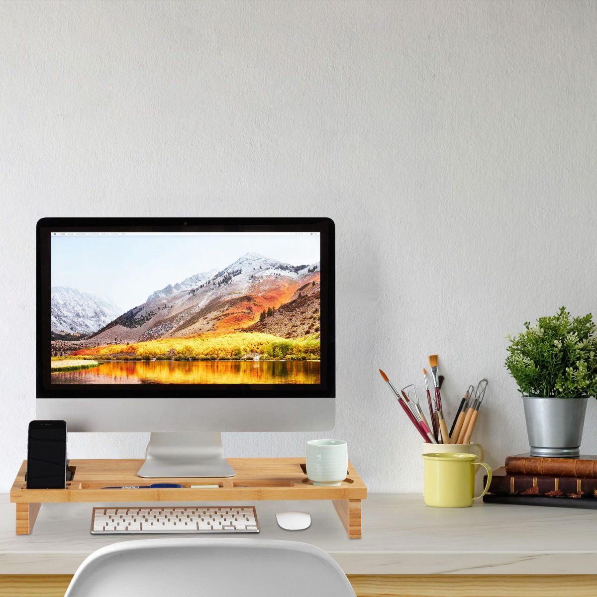 Suport pentru monitor, din bambus, 9 x 60 x 30 cm - imagine 2