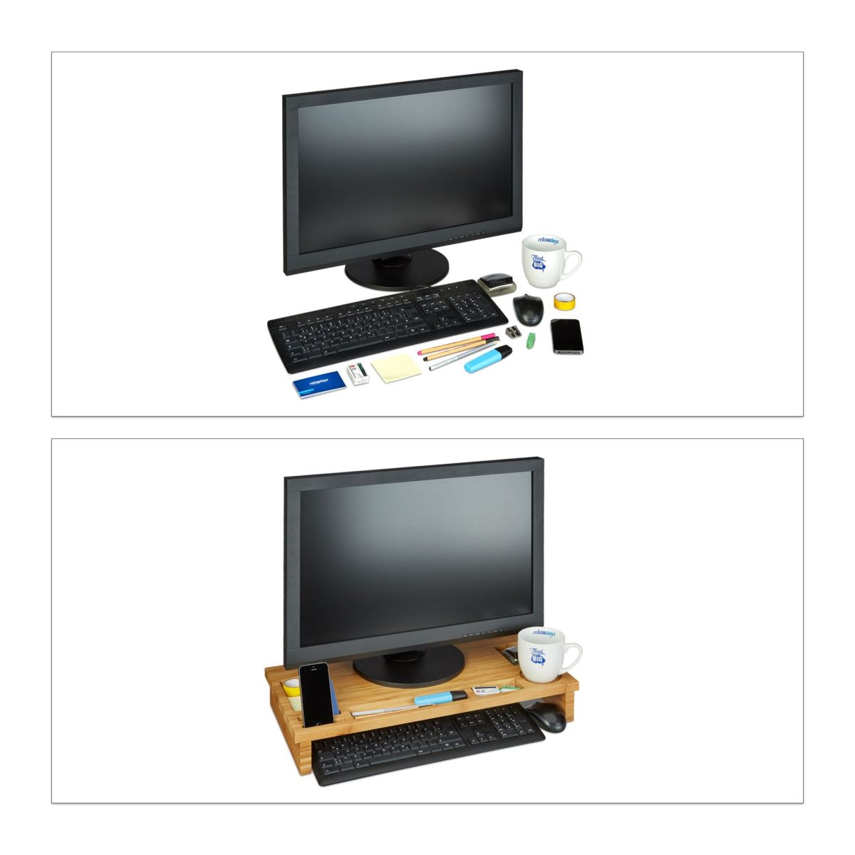 Suport pentru monitor, din bambus, 9 x 60 x 30 cm - imagine 6