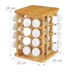 Set 32 recipiente condimente cu suport rotativ, bambus, natur, 28 x 25 x 25 cm, Relaxdays - imagine 4