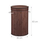 Cos de rufe din bambus si MDF, 65 l, maro, 63 x 40 cm - imagine 5