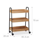 Carucior servire Relaxdays, din bambus, natur, 70 x 49.5 x 28 cm - imagine 4