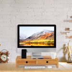 Stand pentru monitor/laptop, 2 sertare, 12 x 56 x 27 cm, bambus, Relaxdays - imagine 6
