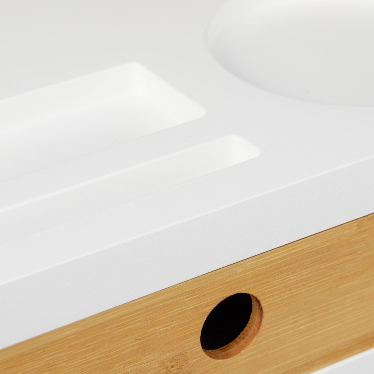 Suport/stand pentru monitor/laptop, 2 sertare, 11 x 58,5 x 32,5 cm, MDF si bambus, Relaxdays - imagine 5