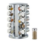 Set 20 recipiente condimente cu suport rotativ,inox, Relaxdays