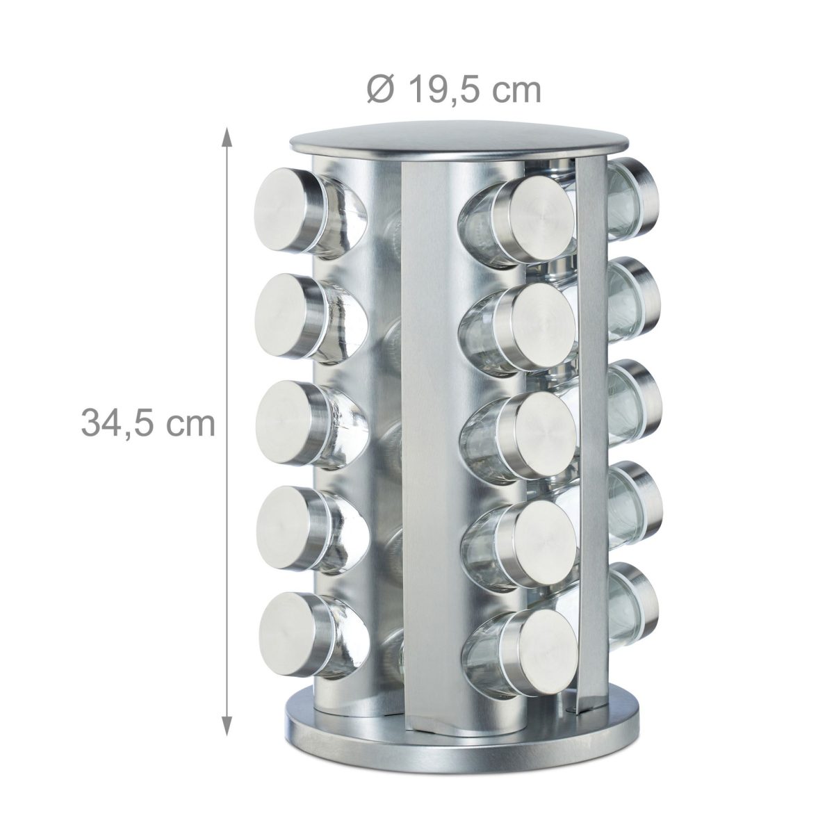 Set 20 recipiente condimente cu suport rotativ,inox, Relaxdays - imagine 4