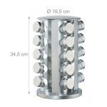 Set 20 recipiente condimente cu suport rotativ,inox, Relaxdays - imagine 4