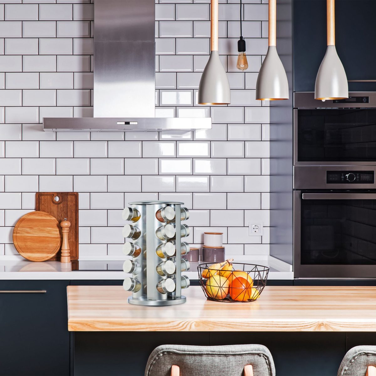 Set 20 recipiente condimente cu suport rotativ,inox, Relaxdays - imagine 5