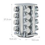 Set 16 recipiente condimente cu suport rotativ, inox, 27.5 x 18.5 x 18.5 cm - imagine 4