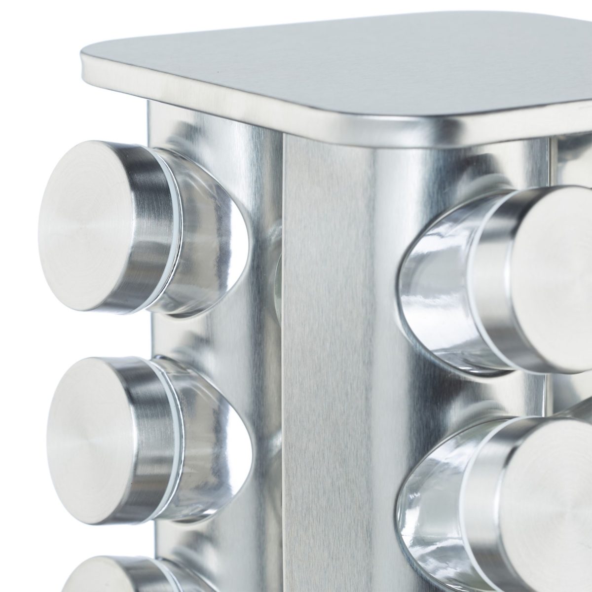 Set 16 recipiente condimente cu suport rotativ, inox, 27.5 x 18.5 x 18.5 cm - imagine 8