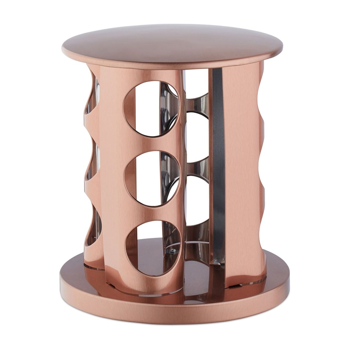 Set 12 recipiente condimente cu suport rotativ, inox, bronz, Relaxdays - imagine 6