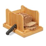 Feliator manual de pâine din bambus Relaxdays, cu tavă colectare