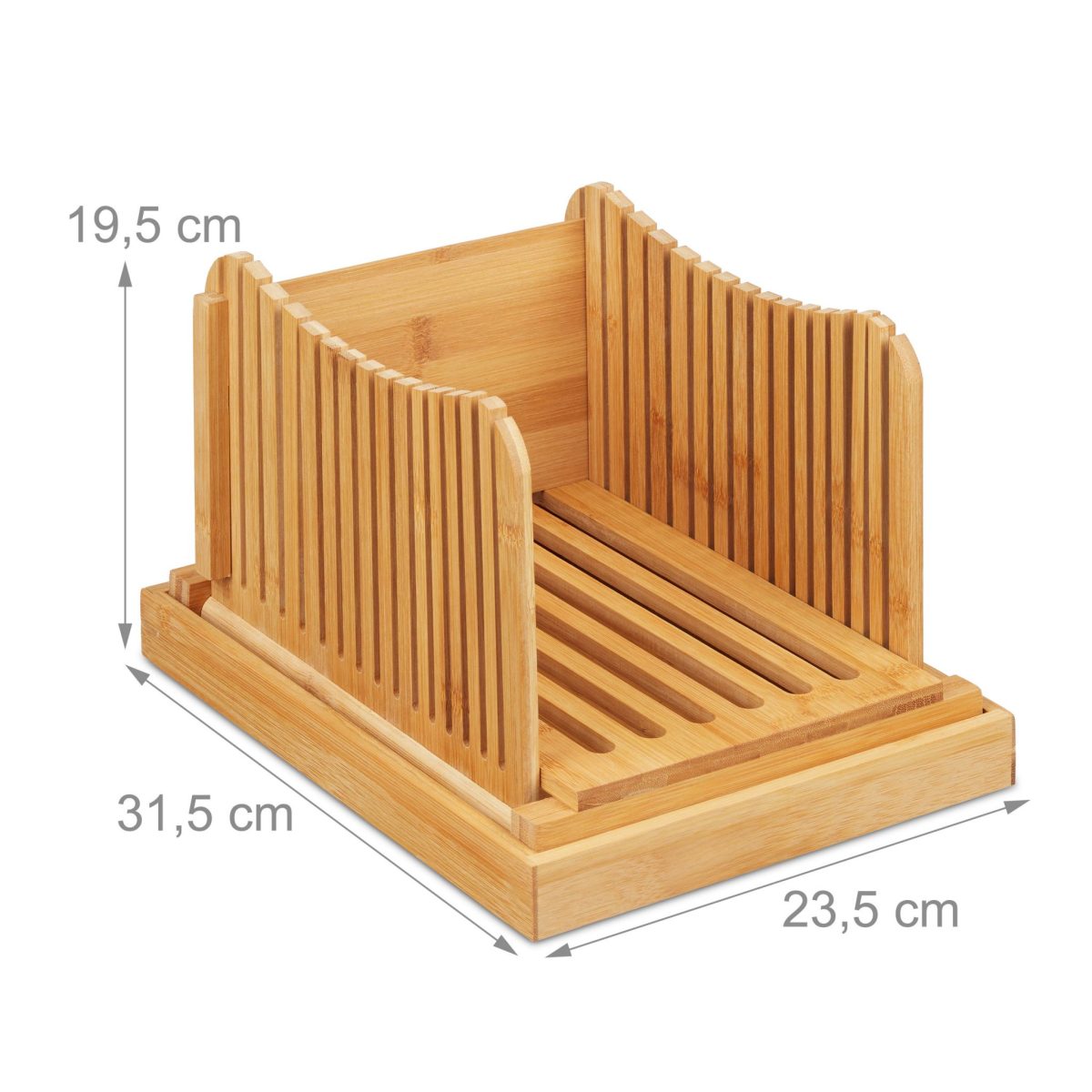 Feliator manual de pâine din bambus Relaxdays, cu tavă colectare - imagine 5