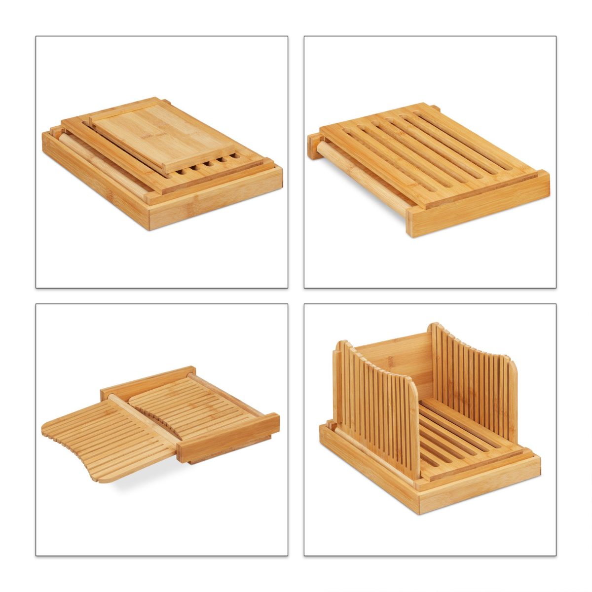 Feliator manual de pâine din bambus Relaxdays, cu tavă colectare - imagine 7
