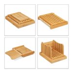 Feliator manual de pâine din bambus Relaxdays, cu tavă colectare - imagine 7