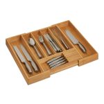 Suport pentru tacamuri, RelaxDays, din bambus, extensibil, natur, 5 x 55 x 44,5 cm