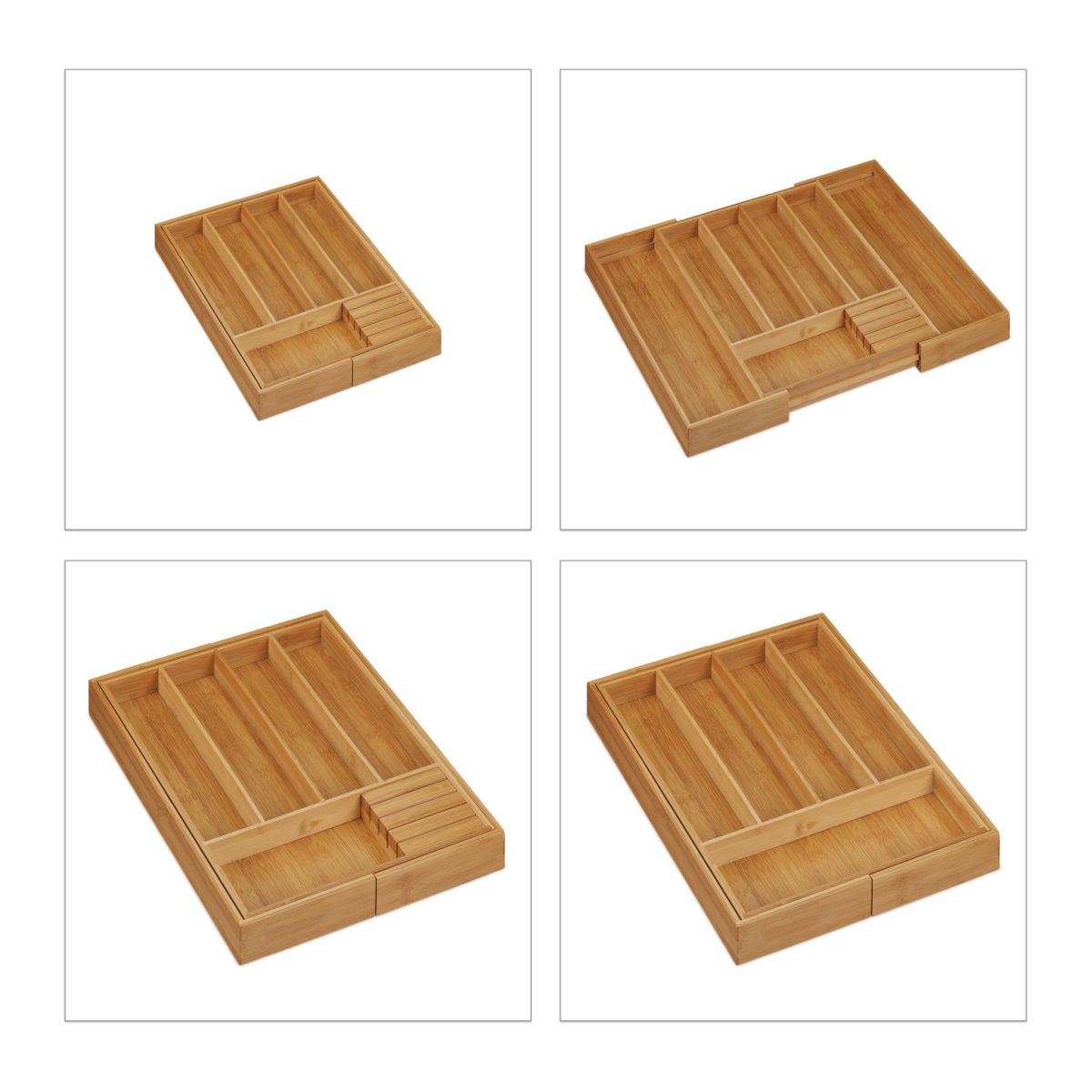Suport pentru tacamuri, RelaxDays, din bambus, extensibil, natur, 5 x 55 x 44,5 cm - imagine 6