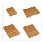 Suport pentru tacamuri, RelaxDays, din bambus, extensibil, natur, 5 x 55 x 44,5 cm - imagine 6