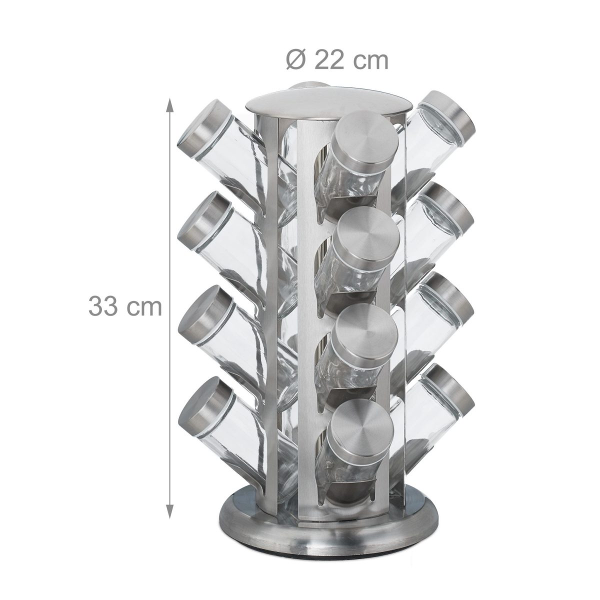 Set 16 recipiente condimente cu suport rotativ, inox, 33 x 22 cm - imagine 4