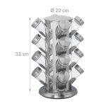 Set 16 recipiente condimente cu suport rotativ, inox, 33 x 22 cm - imagine 4