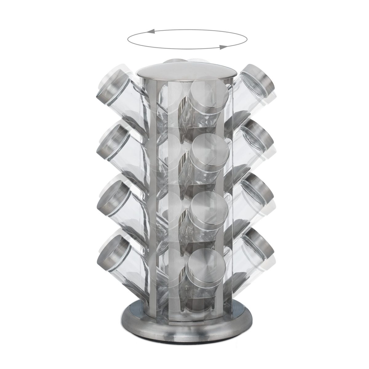 Set 16 recipiente condimente cu suport rotativ, inox, 33 x 22 cm - imagine 6