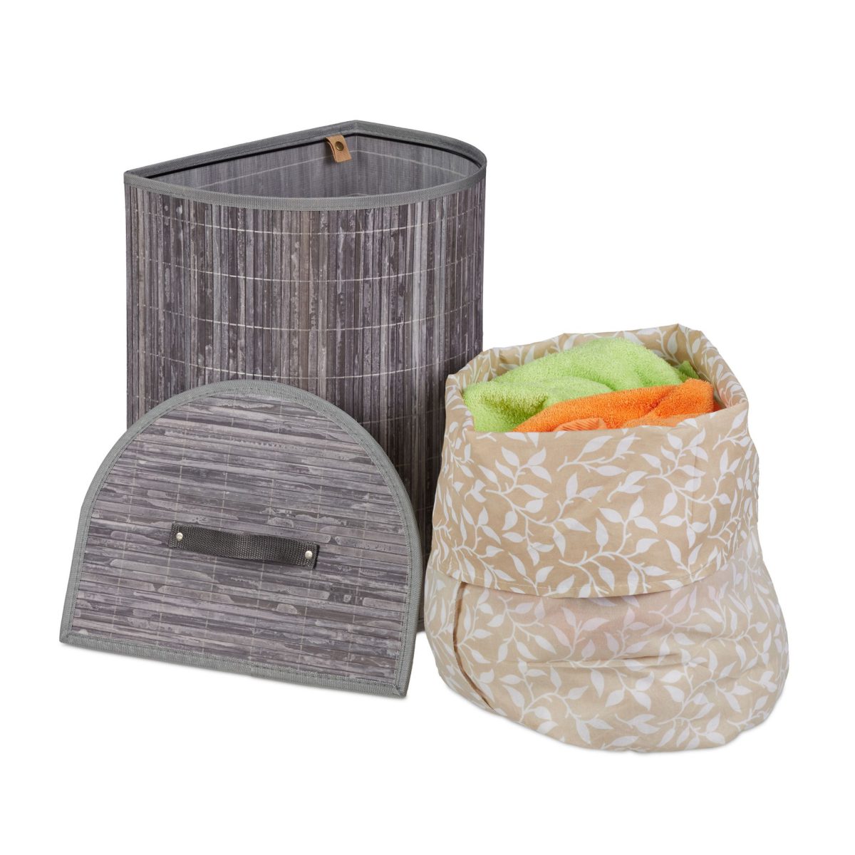 Cos de rufe Relaxdays, gri, 30 l, 50 x 39 x 30, 5 cm - imagine 6