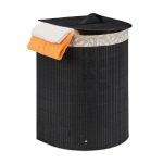 Cos de rufe Relaxdays, negru, 30 l, 50 x 39 x 30, 5 cm