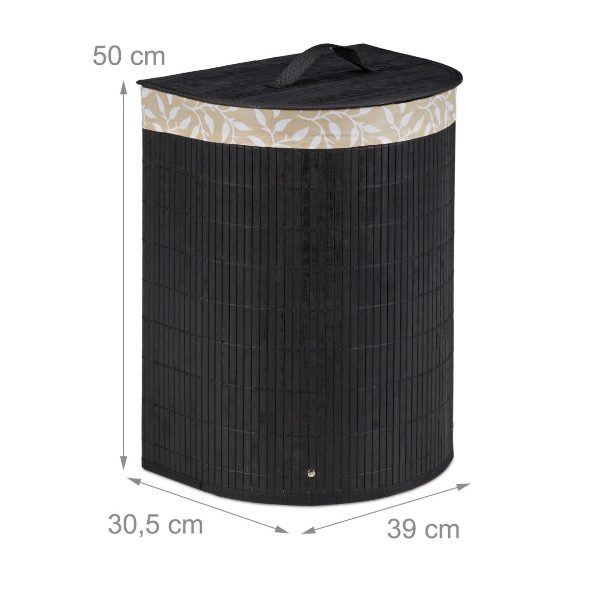 Cos de rufe Relaxdays, negru, 30 l, 50 x 39 x 30, 5 cm - imagine 4